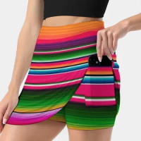 Mexican Blanket Striped Fiesta Serape Women's skirt With Pocket Vintage Skirt Printing A Line Skirts Summer Clothes Fiesta