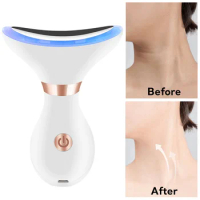 EMS Micro-current RF Neck Face Lifting Massager LED Photon Facial Firming Skin Rejuvenation Anti Wrinkle Aging Thin Double Chin