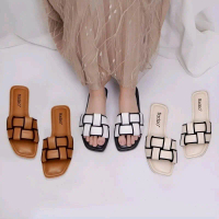 Fladeo sandal selop wanita kekinian model ketupat sendal teplek trendy Karet Flat Cewek Perempuan