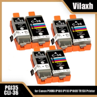 vilaxh PGI-35 PGI35 CLI-36 CLI36 Color Compatible Printer Ink Cartridge for Canon PIXMA IP100 iP110 IP100B TR150 Printer