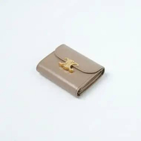 Dompet CELINE TRIOMPHE SHINY CALFSKIN SMOKED BROWN GHW TRIFOLD WALLET 100% ORIGINAL 10X8CM