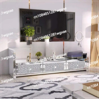 Drawer Mirror Crystal Silver TV Console Table Living Room TV Cabinet Hotel Furniture