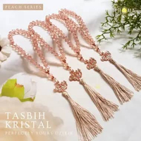 Tasbih Kristal Premium 33 Butir – Tassel Lafadz Allah | 8mm | Elegan & Berkilau (Peach & Rainbow) Pe