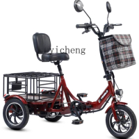 ZF Pedal Household Small Mini Folding Elderly Dual Power Pedal Fitness Electric Tricycle