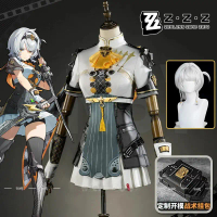 Soldier 0 Anby Cosplay Costume Wig Zenless Zone Zero Silver Soldier Set Bag Bow Tie Headwear Props W