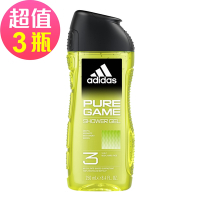 adidas愛迪達 男性三合一潔顏洗髮沐浴露(超越挑戰)x3瓶組(250ml/瓶)