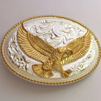 Gold Flying Eagle Floral Flower Western Cowboy Belt Buckle SW-BY852 suitable for 4cm wideth snap on belt with continous stock