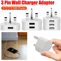 Universal UK Plug 3 Pin Wall Charger Adapter With 1/2/3 USB Ports USB Power Adapter For iPhone/Samsung/Huawei Charging Charger