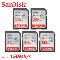 SanDisk Ultra SDHC/SDXC SD Card Class10 32GB 64GB 128GB 256GB C10 UHS-I 120MB/s Flash Memory Card for Full HD Camera