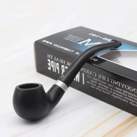New Black Handheld Tobacco Pipe Wooden Bent Pipe Smoking Filter Herb Grinder Portable Cleaning Smoke Pipe Cigarette Accessories