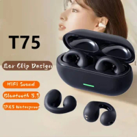 Bone Conduction Earphones Wireless Bluetooth 5.3 Noise Canceling Headphones T75 HD Call Music Gaming Headset Sports Earphones