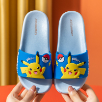 Pokemon รองเท้าแตะเด็ก Pikachu รุ่นใหม่สำหรับฤดูร้อนรองเท้าแตะกันลื่นสำหรับเด็กผู้ชายและเด็กผู้หญิงในห้องน้ำที่บ้าน