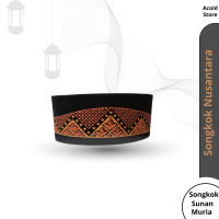 Songkok Nusantara MOSCLO SUNAN MURIA Kopiah Hitam Motif Peci Tahan Air