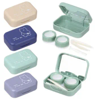1Pc Cute Bear Contact Lens Box Contact Lens Case with Mirror Colored Lenses Container Box for Eyes Care Kit Container Portable