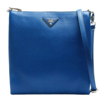 【PRADA 普拉達】Vitello Daino三角LOGO荔枝紋小牛皮斜背小包(皇家藍BT0998-ROYAL)