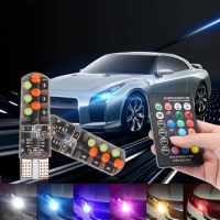 T10 W5W RGB LED Canbus 194 168 W5W 5050SMD Car Dome Reading Light Auto Clearance Lamp RGB LED Bulb With Remote Controller 12V