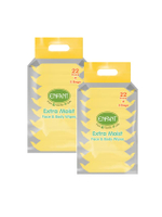 Extra Moist Face & Body Wipes ผ้าเช็ดทำความสะอาดแบบเปียก สูตร Organic Jojoba Oil 1แพ็ก/8ห่อ 22แผ่น/ห