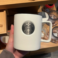 星巴克杯子環保季種植白色銅章大容量陶瓷馬克杯水杯高顏值咖啡杯