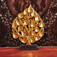 泰國工藝品東南亞風格擺件 客廳金箔菩提葉裝飾品招財樹家居裝飾1入