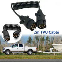 2M 7 Pin Trailer Extension Cable Extension Truck Caravan Plug Socket Extension Wiring Plug Socket Wire TPU Spring Wire