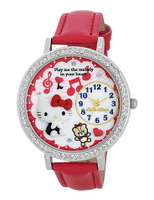 大賀屋 hello kitty 手錶 水鑽 錶 紅色 錶帶 凱蒂貓 三麗鷗 KT 日貨 正版 授權 J00010417