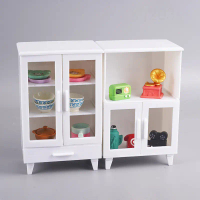 1Set miniatur putih paparan paparan paparan kabinet + hiasan model hiasan utama utama utama rumah bo