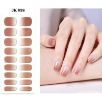 24 Strips Semi Cured Gel Nail Stickers Full Cover Solid Color Manicure DIY Women Fashion Gel Nail Patch UV Lamp Need