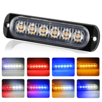 Truck LED Strobe Police Warning Light 6SMD Grille Flashing Side Light Bar Car Trailer Beacon Lamp Amber Traffic Light 12V 24V