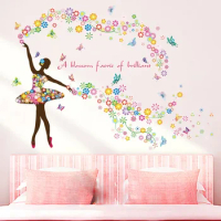 Romantic Flower Fairy Wall Stickers for Children's Room Bedroom Wallpaper Room Decals Mural ART Fortnite Butterfly Decoration