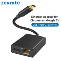 Zexmte Ethernet Adapter for Chromecast 4K Google TV USB C Type-C to 100Mbps Network Card for Smartphones Tablets Android Devices