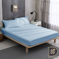 岱思夢 高效能防潑水床包式保潔墊+枕套三件組-單人3.5尺 淺藍