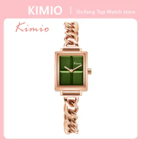 KIMIO New Women Watch Fashion Creative Design Stainless Steel Bracelet Strap Square Dial Simple Ladies Watch For Female Student