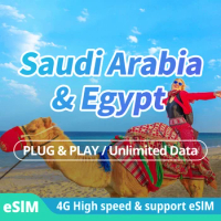 Saudi Arabia &amp; Egypt Prepaid Data Sim Card Unlimited Data 4G High Speed Travel Data Card support eSIM