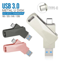 USB 3.0 High Speed Pen Drive 256GB 128GB 64GB Metal Memory Card Pendrive Flash Drive Memoria Type-c USB Stick 32GB 16GB