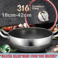 New Arrivals x 316 Stainless Steel KATA Star Shape/ Honey Comb 18CM- 42CM Wok Pan