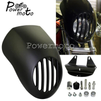 For Harley Sportster Dyna Cafe Racer Bob Glide 883 Motorcycle Grille Prison Fairing 5.75" Front Headlight Fairing Black Retro