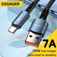 Essager 7A USB Type C Cable For OPPO Oneplus Huawei P30 P40 Samsung Realme Poco 100W Fast Charging Wire USB C Charger Data Cord