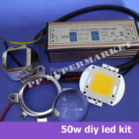 50W High Power LED + LED Driver + 44mm Lens + Reflector Bracket For DIY led kit