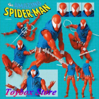 In Stock Original 1/12 Scale Scarlet Spider-Man Movable Action Figure Marvel Movie Super Hero 6" Full Set Mafex Dolls Toys