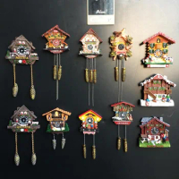 3D Handmade Painted Fridge Magnets Germany Austria Switzerland Travel Souvenir Gift Cuckoo Clock For Refrigerator Decor Sticker