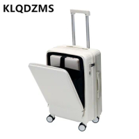 KLQDZMS Cabin Suitcase PC Boarding Case Front Opening Laptop Trolley Case 20"22"24"26" Wheeled Travel Bag Rolling Luggage