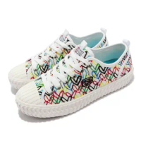 【SKECHERS】休閒鞋 Street Trax 聯名 彩色愛心 女鞋 Lovewall 帆布鞋 輕量 避震 緩衝 白彩(155509-WMLT)