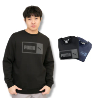 【PUMA】方框撞色logo Puma 大學T 彪馬 無帽 刷毛 上衣 平輸品(大學T)