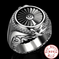 925 Sterling Silver Ring Punk Gear Men's 18K Gold Ring Party Wedding Glamour Jewelry Gift