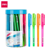 Combo 100 chiếc bút bi Deli - Hộp 50 cây bút bấm ngòi 0.7mm mực xanh nhiều màu giá rẻ - phù hợp học