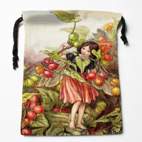 The Secret Garden Fairy Autumn Drawstring Bags 18X22CM Soft Satin Fabric Resuable Storage Clothes Bag Shoes Bags 0214