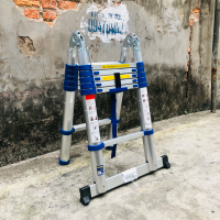 Thang nhôm rút gọn NiNDA NK-38AI đai xanh chữ A 1m9, duỗi thẳng 3m8