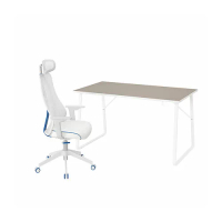 HUVUDSPELARE/MATCHSPEL 電競桌/椅, 米色/白色