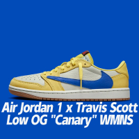 NIKE 耐吉 休閒鞋 Air Jordan 1 x Travis Scott Low OG Canary WMNS 聯名款 倒鉤 黃藍 女鞋 DZ4137-700