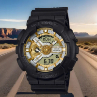 【CASIO 卡西歐】G-SHOCK 金銀雙色 雙顯運動手錶 送禮 禮物 推薦(GA-110CD-1A9)